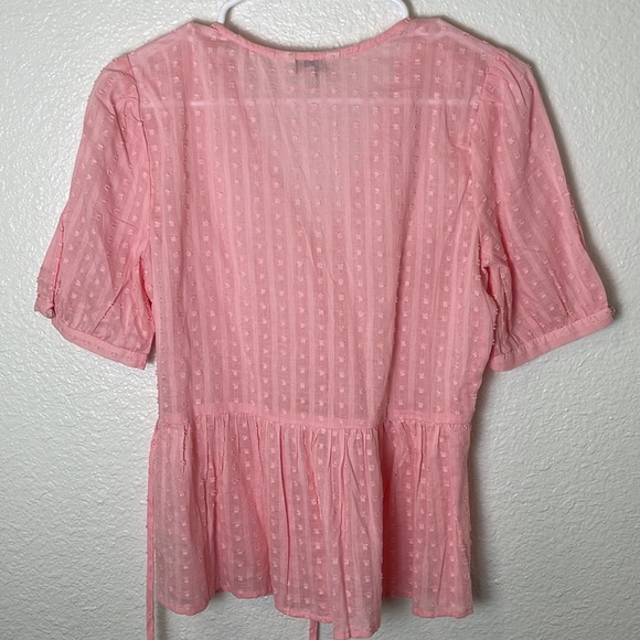 Lucky Brand Wrap Top Bubble Gum Pink Floral Top - Picture 6 of 9